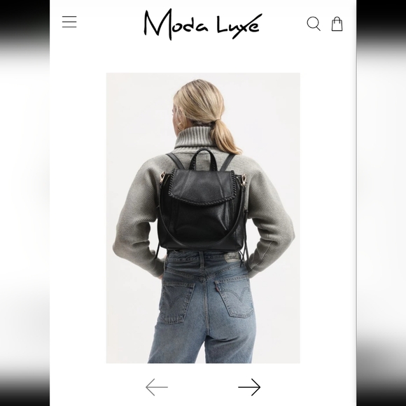 Moda Luxe Black Vegan Pebbled Leather Backpack - Picture 10 of 10